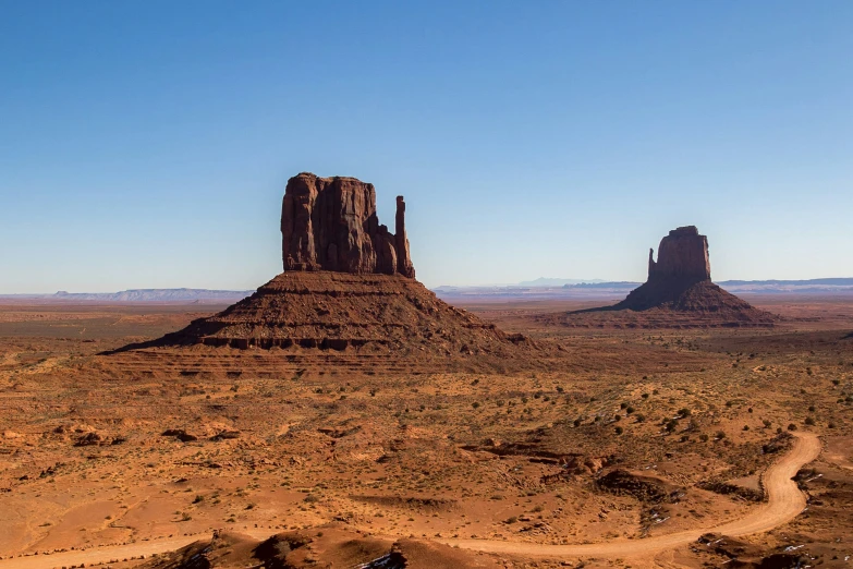 a view of the desert, with tall es on a clear day