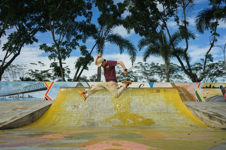 a man on a skateboard up in the air