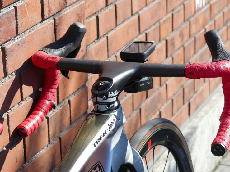 a close up of a bike with a handle