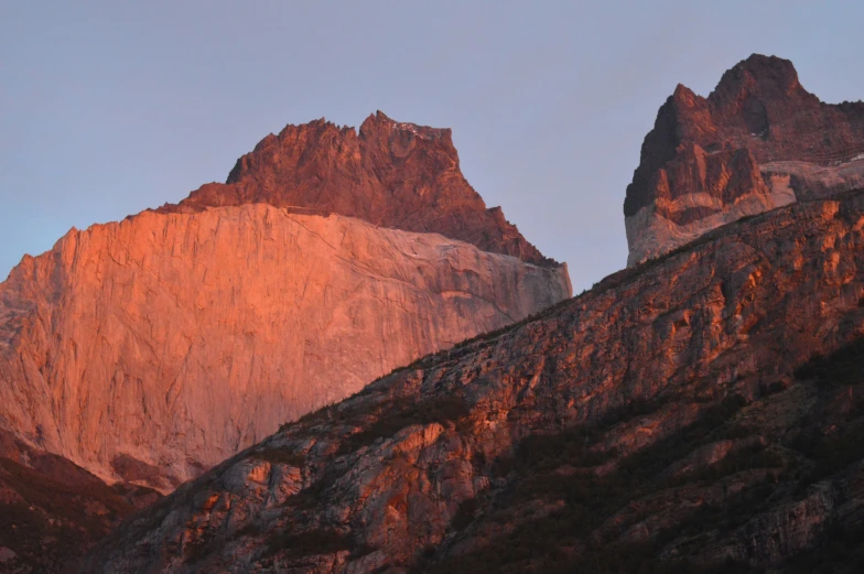 mountains are shown at sunset from the bottom