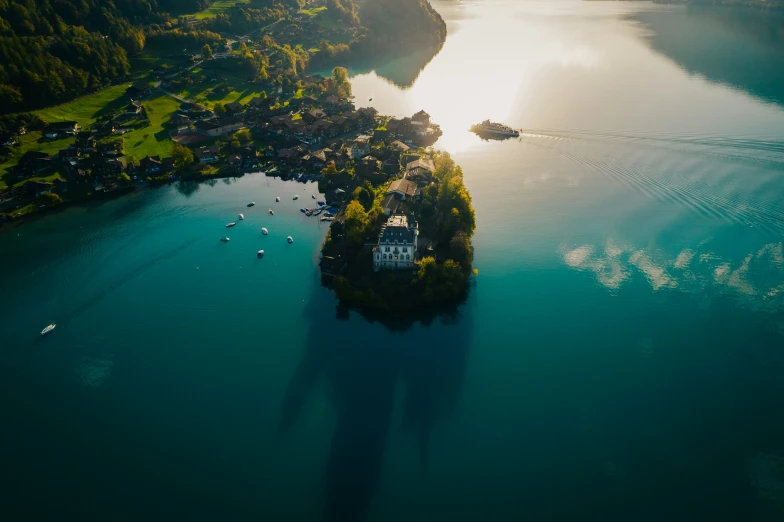 a long island in the middle of the lake