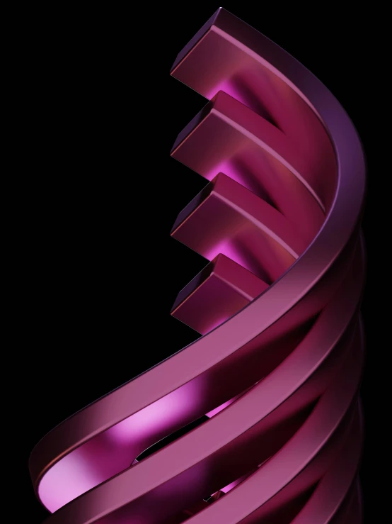 a swirly metal structure on a black background