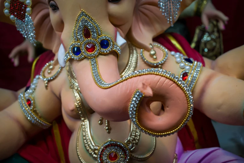 a close up s of a decorated ganpati