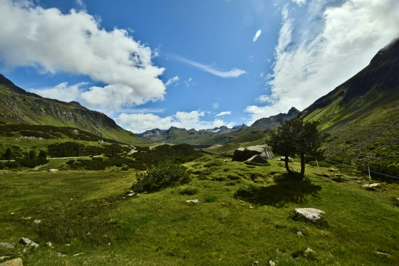 the lush green mountains in a remote area