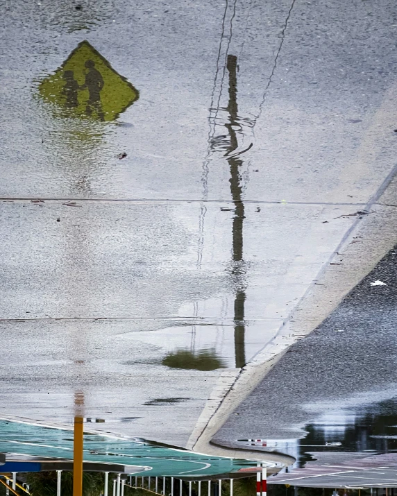 a rainy street that has dles of water