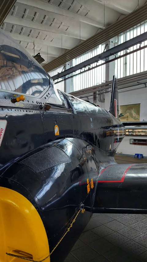 the cockpit of a jet in a building