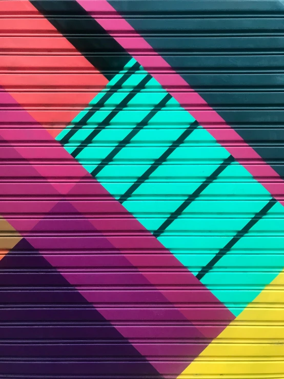 an artistic image with a diagonal pattern on a garage door