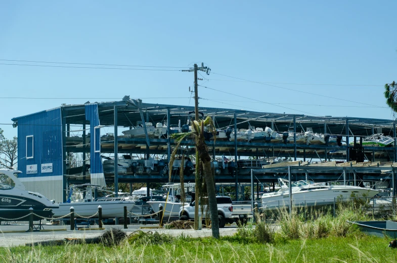 boat repair and maintenance facility with many large buildings