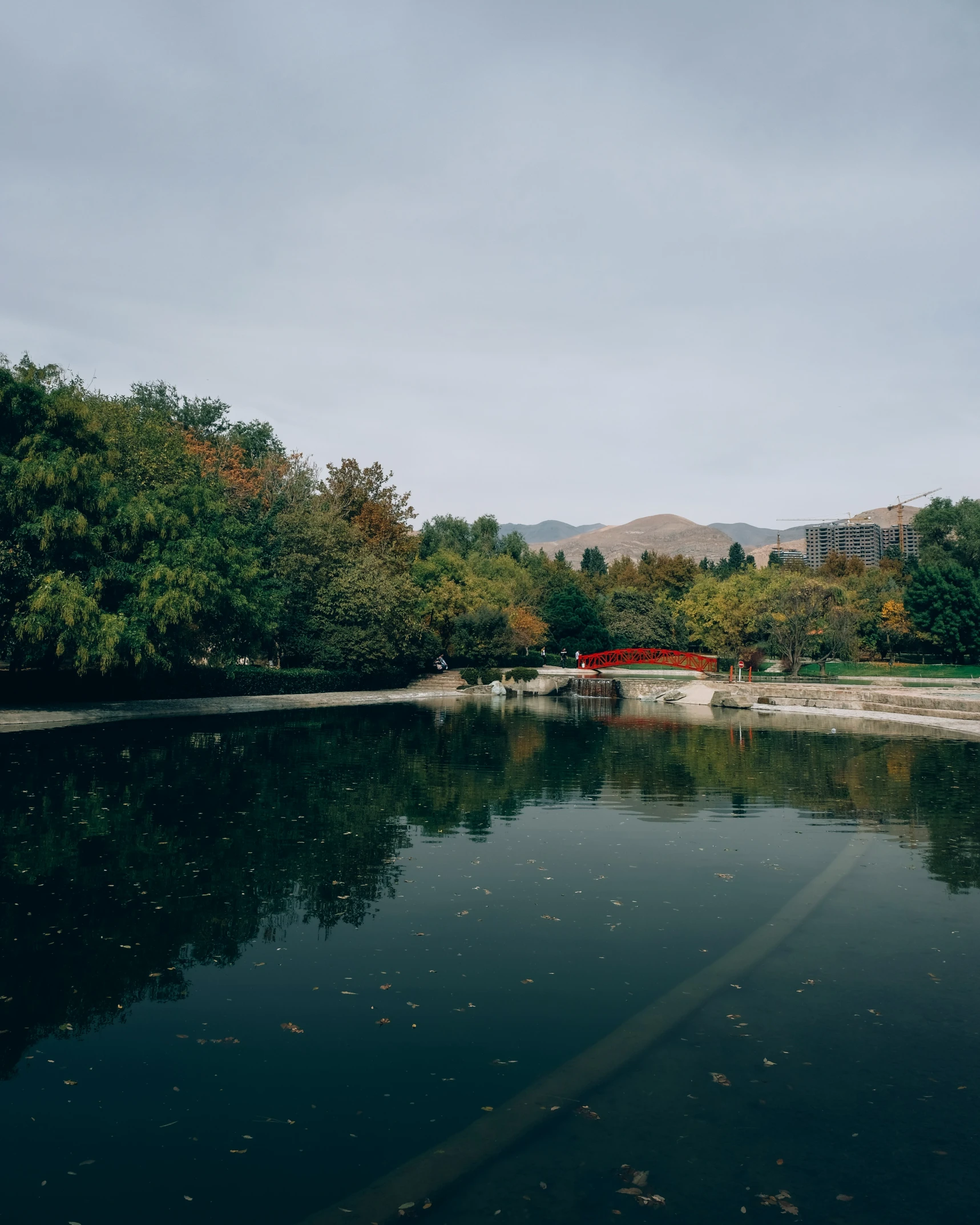 a lake with some water near by