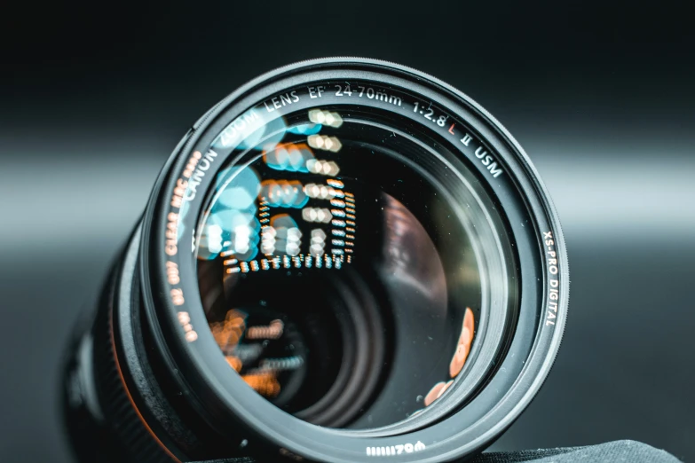 the lens on top of a camera's lens body