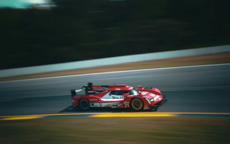 a car driving on a road in motion