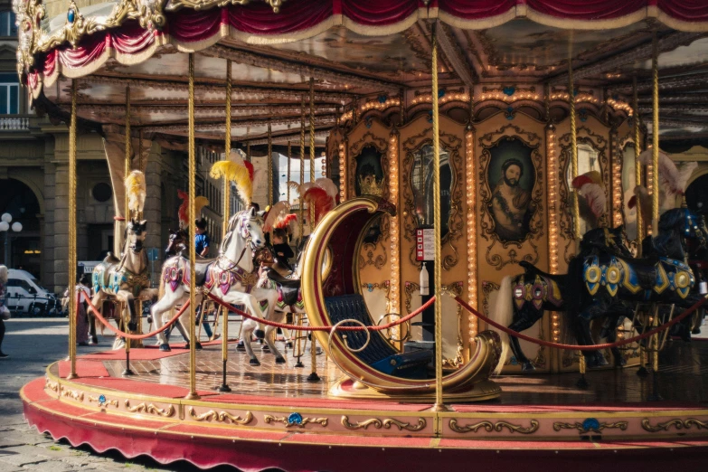 an elaborately decorated carnival rides for children