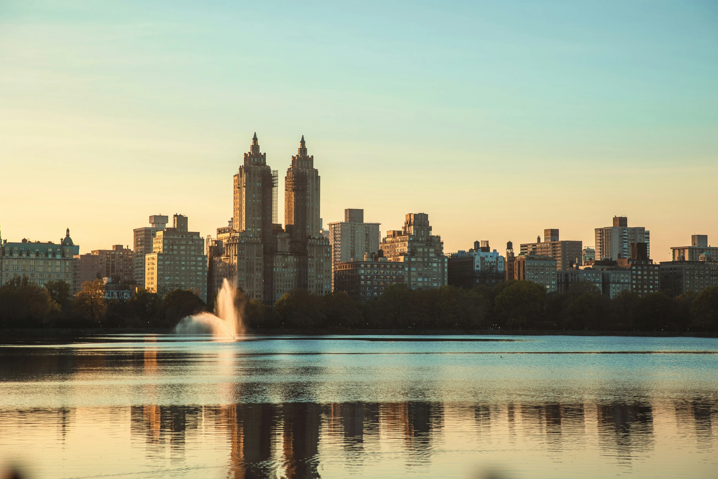 a large body of water near a city