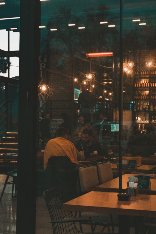 an image of a restaurant interior lit up