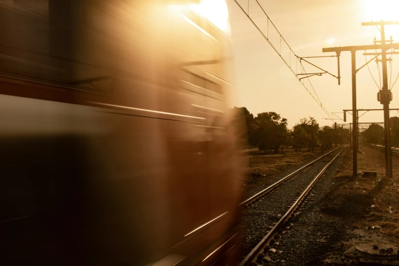 a train is driving through an electrical area