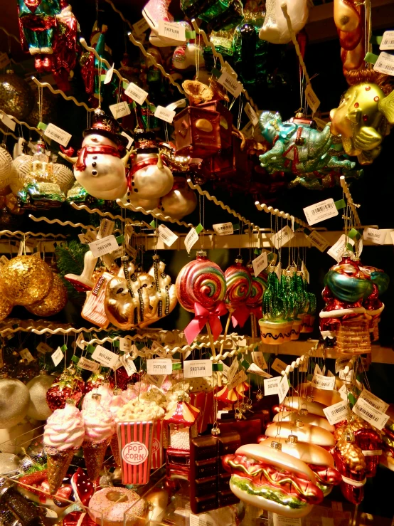holiday items and candies in an assortment for sale