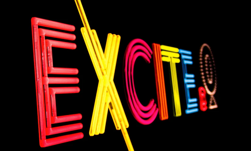 the word excel spelled with colorful neon colored strings