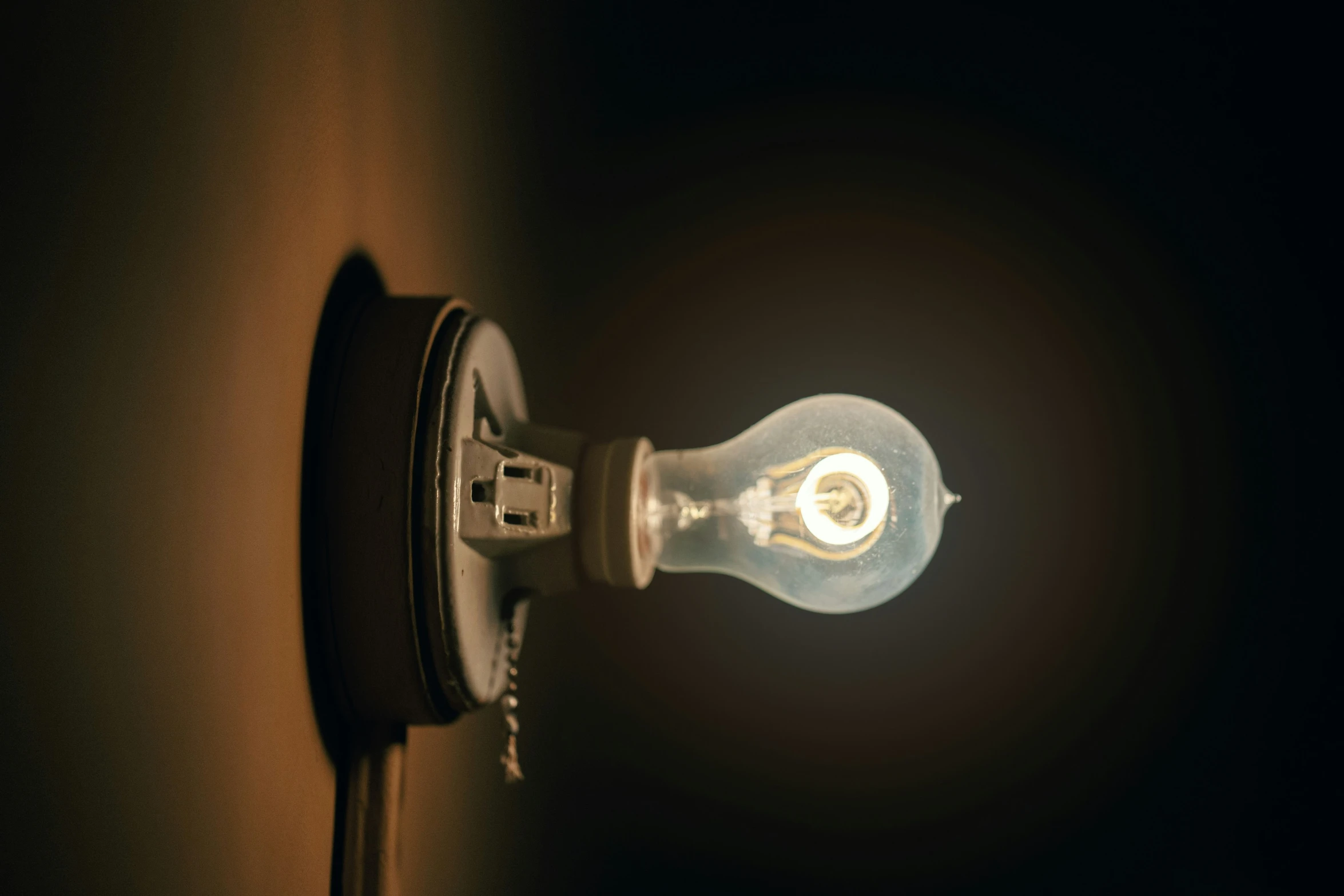 a close up of a lightbulb showing a dim light