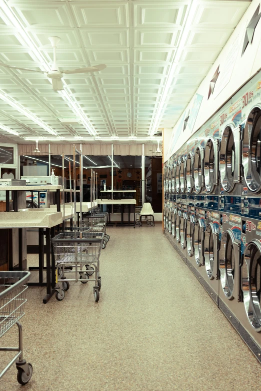 there are many empty laundry baskets on display