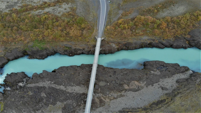 an aerial s of an over pass with water in it