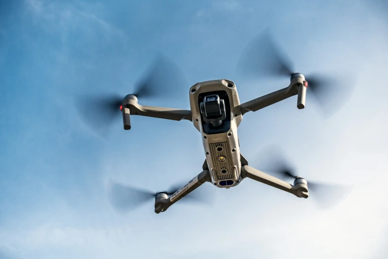 a white and black flying through a blue sky