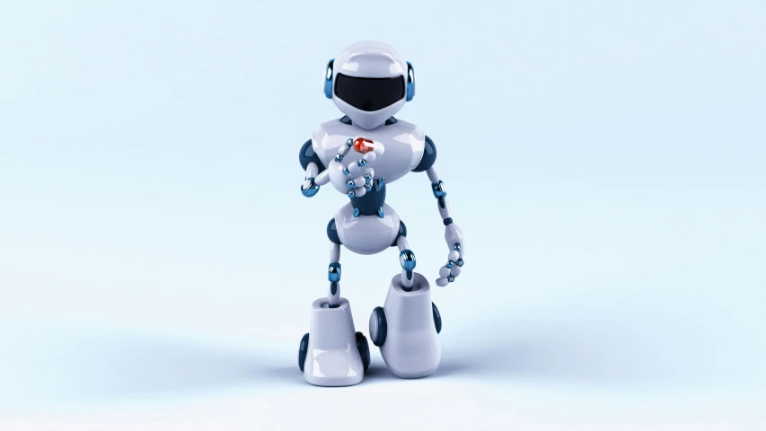 a robot is standing on two legs