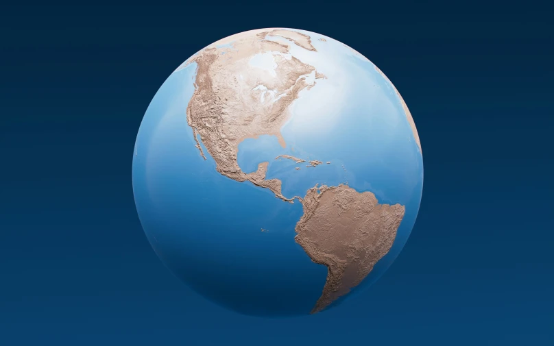 the blue and white earth is shown with sand