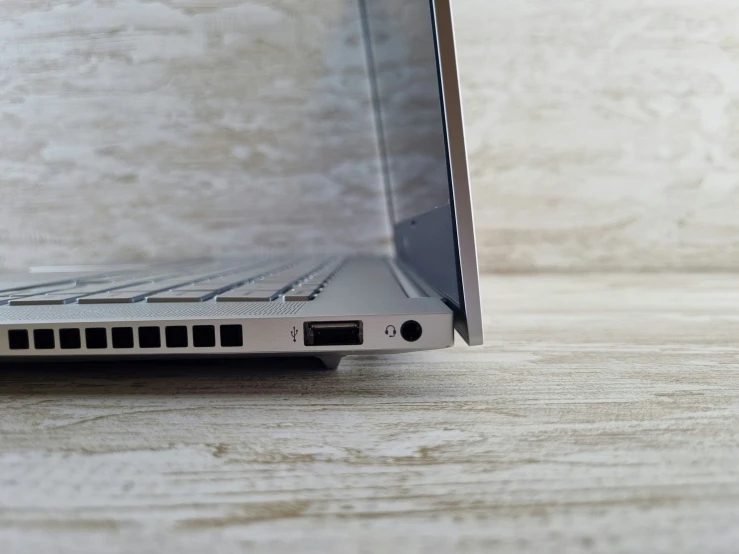 closeup view of a laptop open on the table