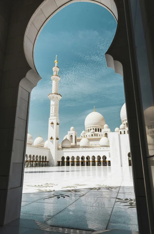 a view from a hallway in a mosque