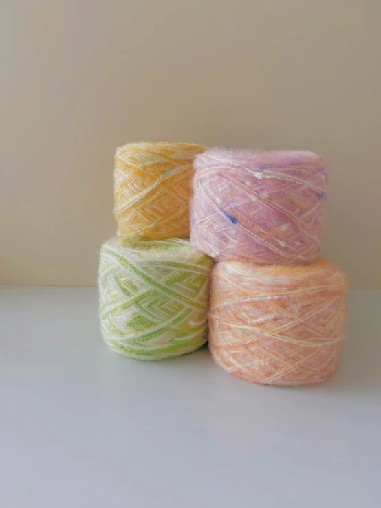 yarn sitting next to each other on a table