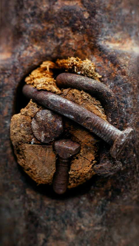 an artistically colored pograph of rocks and bolts