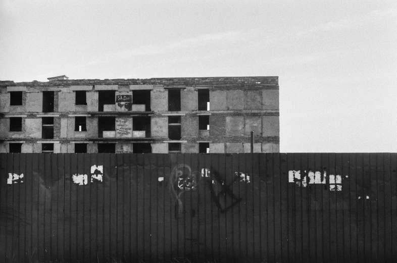 an old building with no windows stands tall