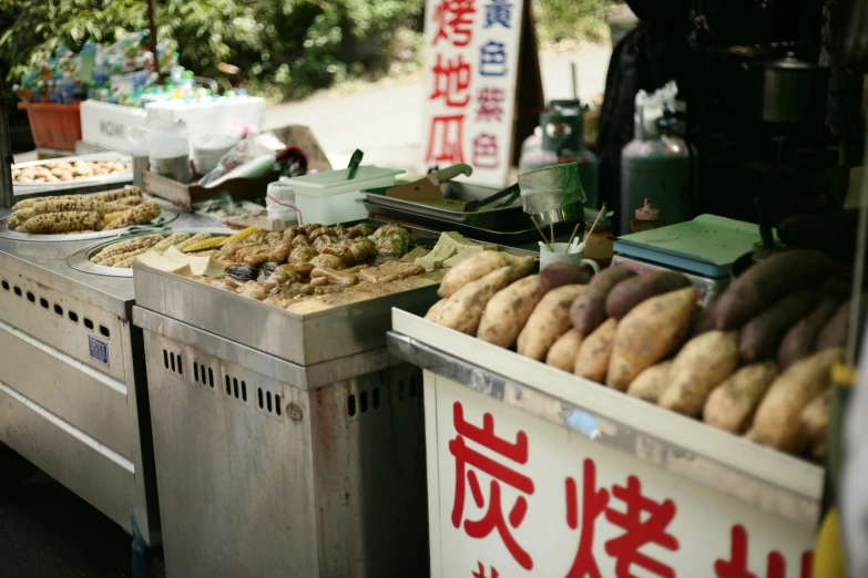 street food on display at a chinese street vendor