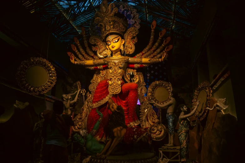 a statue of god that is inside of a temple
