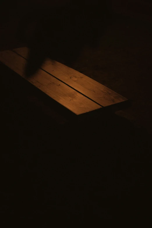 an object is seen in the dark on a bench