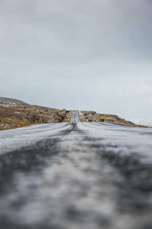 a street view looking down a very long road