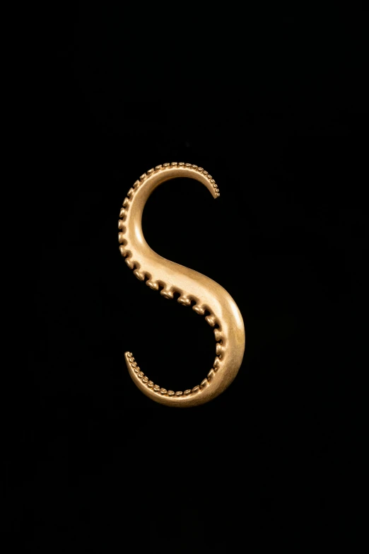 a gold letter s in the dark with a star on it