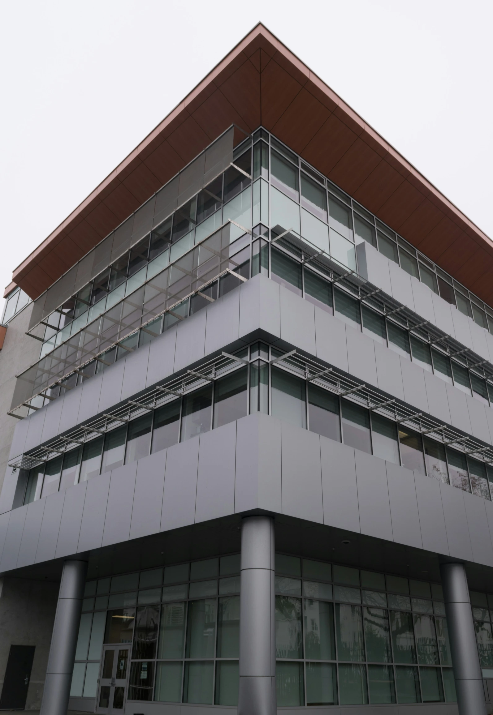 a building is shown on a snowy day