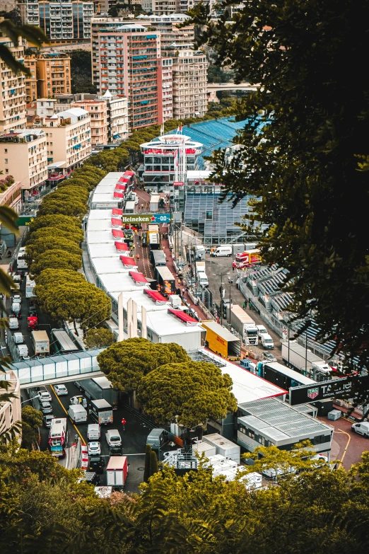 a view of a busy street and a hillside with cars