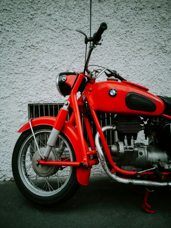 the motorcycle is sitting parked on the street