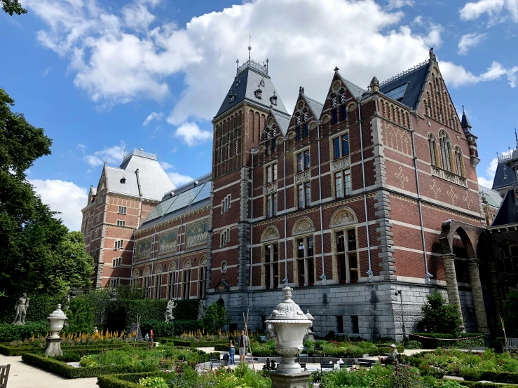 the building is brick and has a courtyard