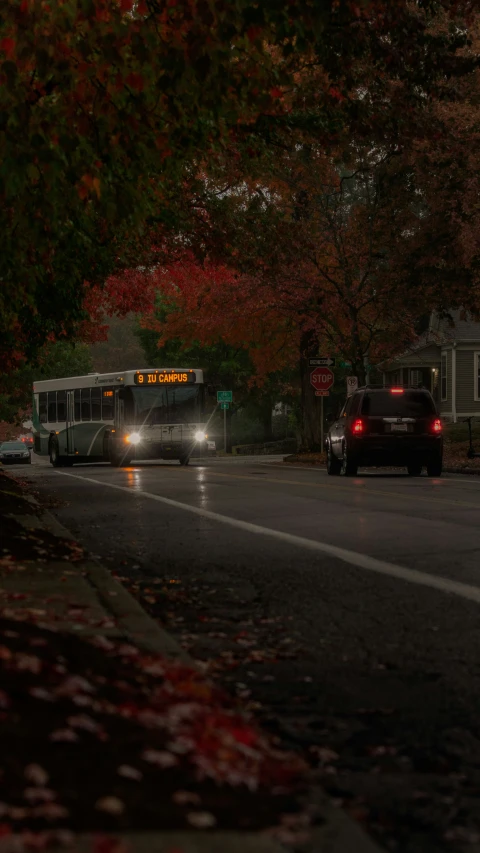 a city street with traffic and two buses on it