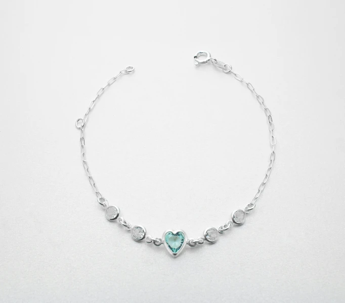 heart celet with blue stones and silver accents