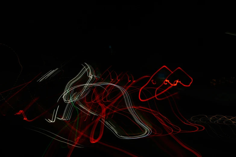 bright lines and streaks are shown on this dark background