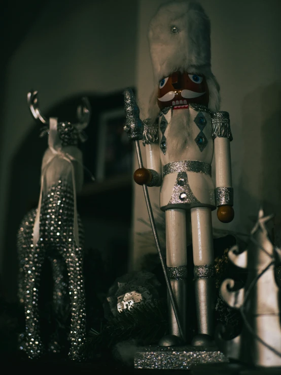 a nuter doll and other christmas decorations