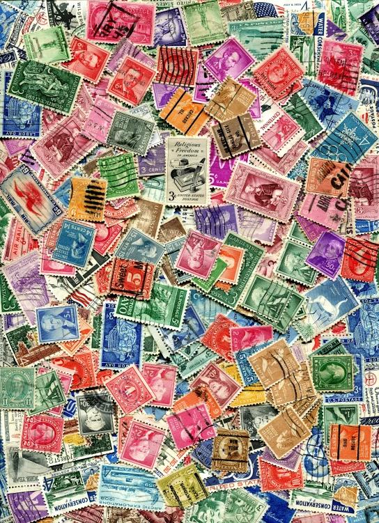 colorful stamps background with multiple lines of color