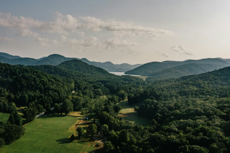 an aerial po looking down at mountains and lakes