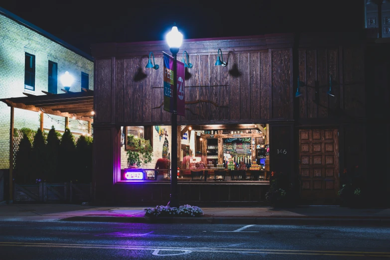 the store has several lighted windows for its display