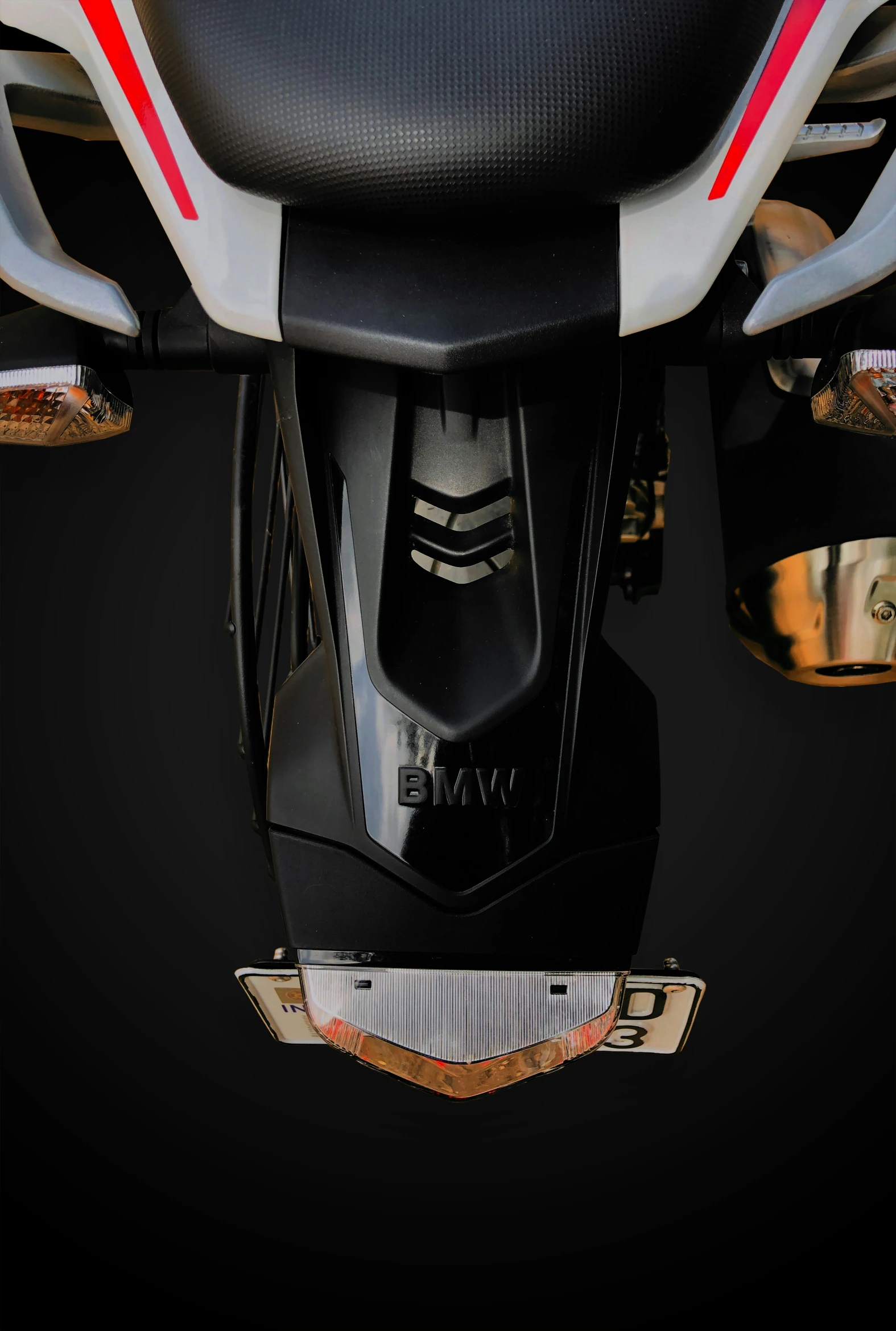 front view of a motorcycle with an interesting design