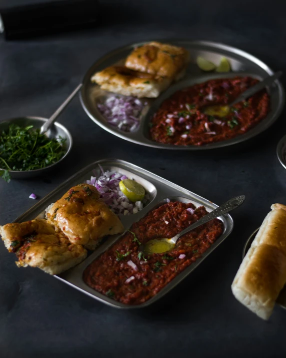 food is prepared and served in a serving tray